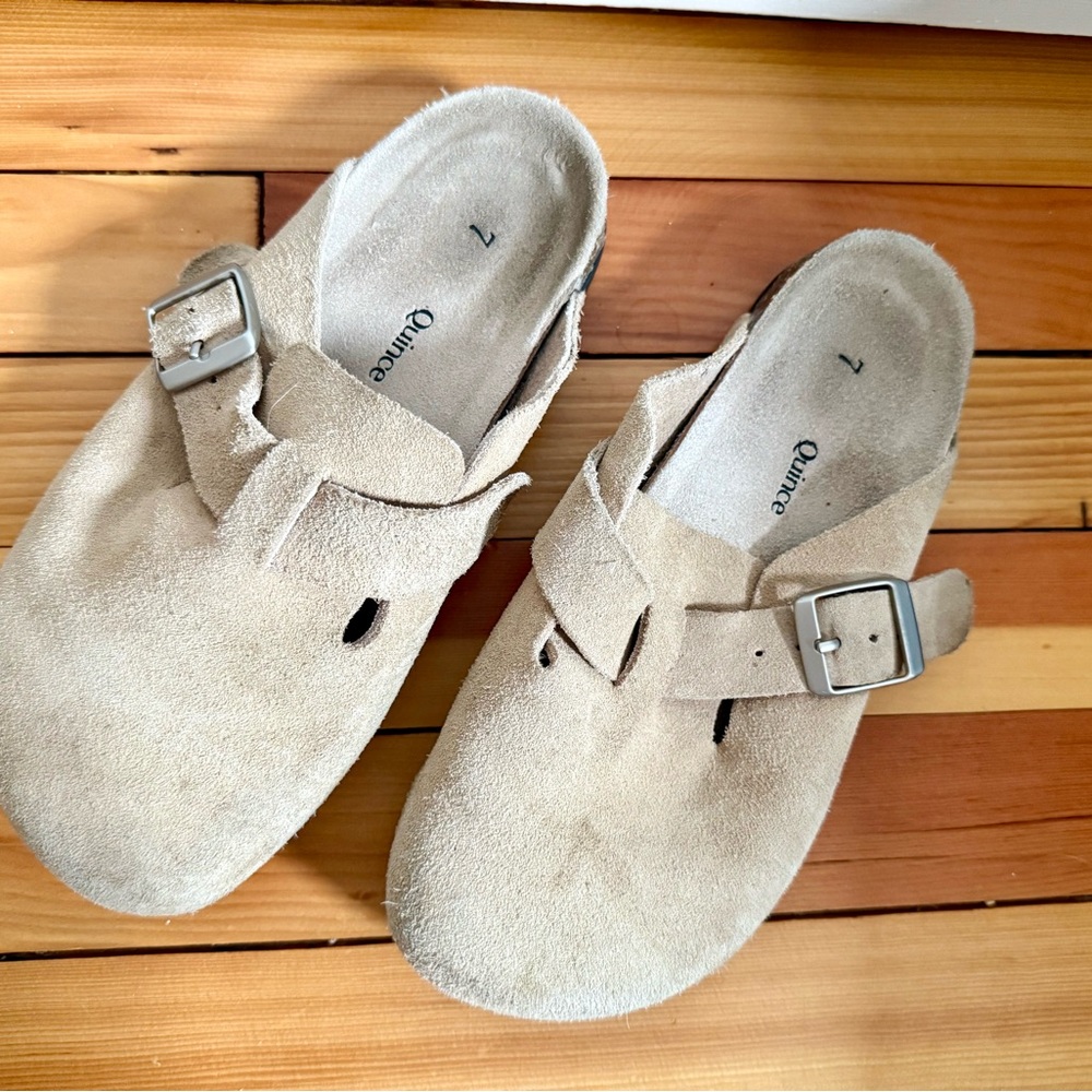 Quince Water Repellent Suede Clog Mule